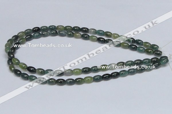 CAB388 15.5 inches 7*10mm rice moss agate gemstone beads wholesale