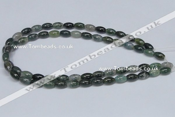 CAB389 15.5 inches 8*12mm rice moss agate gemstone beads wholesale