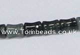 CAB394 15.5 inches 8*10mm bamboo shape moss agate gemstone beads