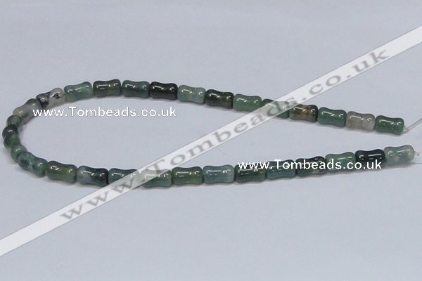 CAB395 15.5 inches 8*14mm bamboo shape moss agate gemstone beads