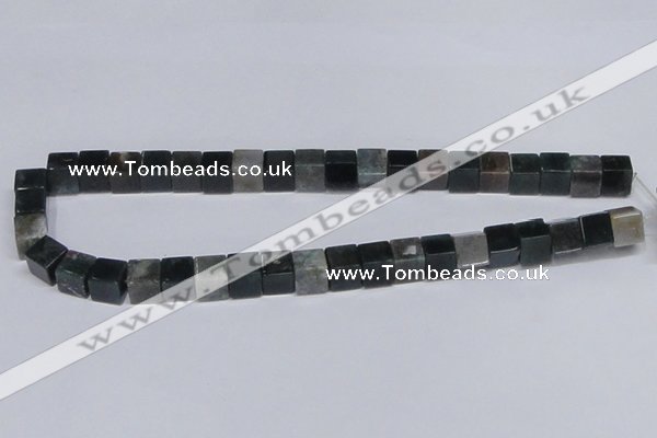 CAB398 15.5 inches 10*10mm cube moss agate gemstone beads wholesale