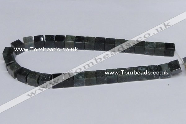 CAB399 15.5 inches 12*12mm cube moss agate gemstone beads wholesale