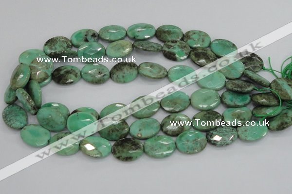 CAB40 15.5 inches 15*20mm faceted oval green grass agate beads