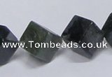 CAB402 15.5 inches 12*12mm inclined cube moss agate gemstone beads