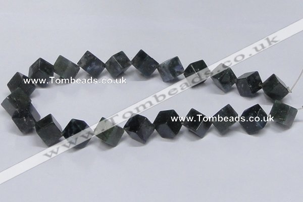 CAB402 15.5 inches 12*12mm inclined cube moss agate gemstone beads