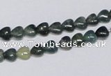 CAB403 15.5 inches 6*6mm heart moss agate gemstone beads wholesale