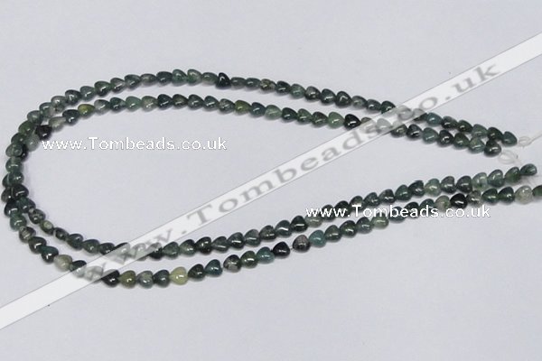 CAB403 15.5 inches 6*6mm heart moss agate gemstone beads wholesale