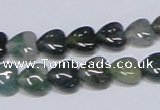 CAB405 15.5 inches 10*10mm heart moss agate gemstone beads wholesale