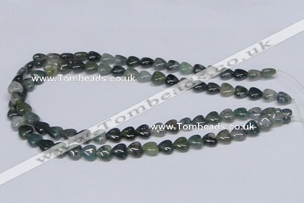 CAB405 15.5 inches 10*10mm heart moss agate gemstone beads wholesale