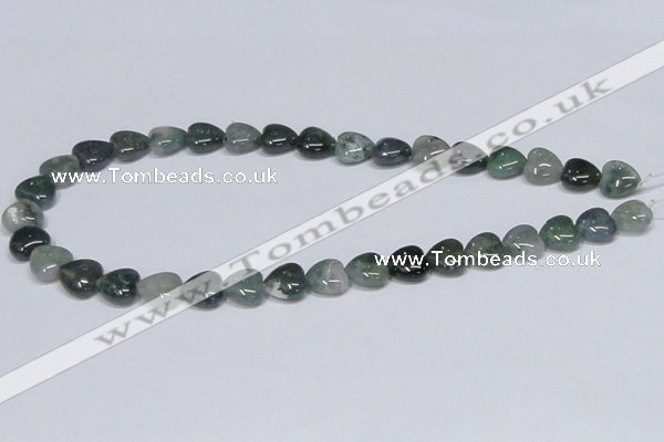 CAB406 15.5 inches 12*12mm heart moss agate gemstone beads wholesale