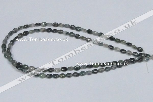 CAB408 15.5 inches 6*8mm oval moss agate gemstone beads wholesale