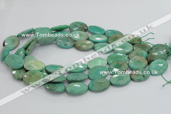 CAB41 15.5 inches 18*25mm faceted oval green grass agate beads