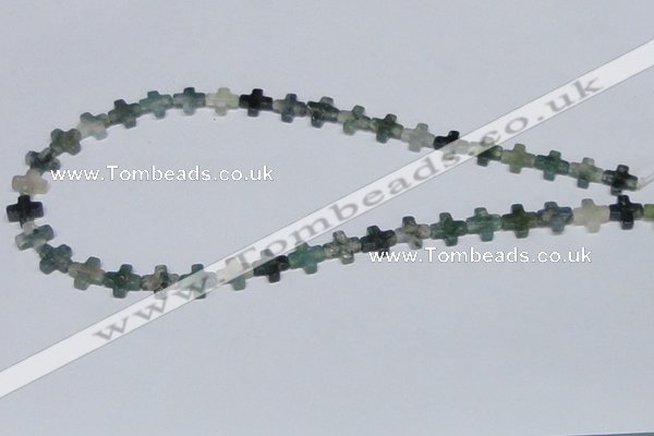 CAB415 15.5 inches 10*10mm cross moss agate gemstone beads