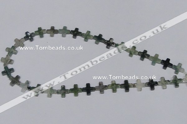 CAB416 15.5 inches 12*12mm cross moss agate gemstone beads