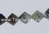 CAB417 15.5 inches 10*10mm diamond moss agate gemstone beads