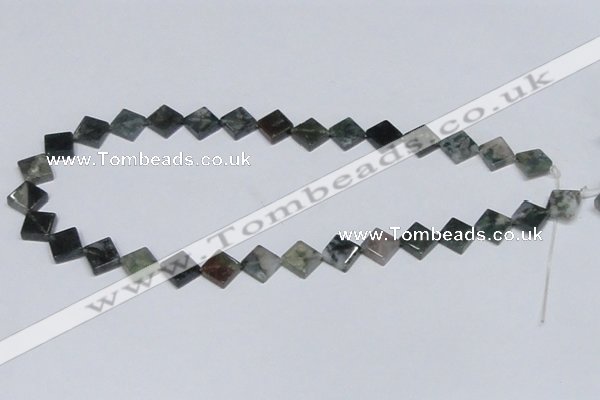 CAB417 15.5 inches 10*10mm diamond moss agate gemstone beads