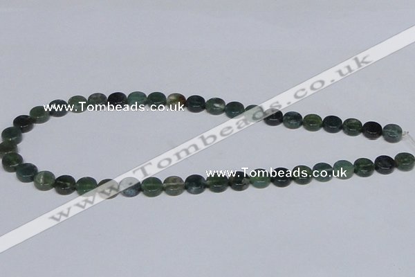 CAB419 15.5 inches 10mm coin moss agate gemstone beads wholesale