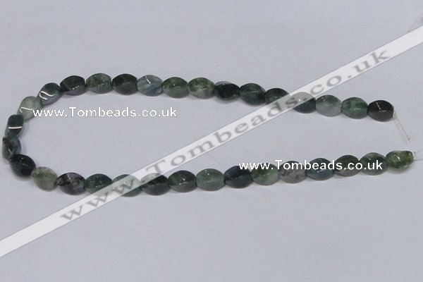 CAB420 15.5 inches 8*12mm twisted rice moss agate gemstone beads