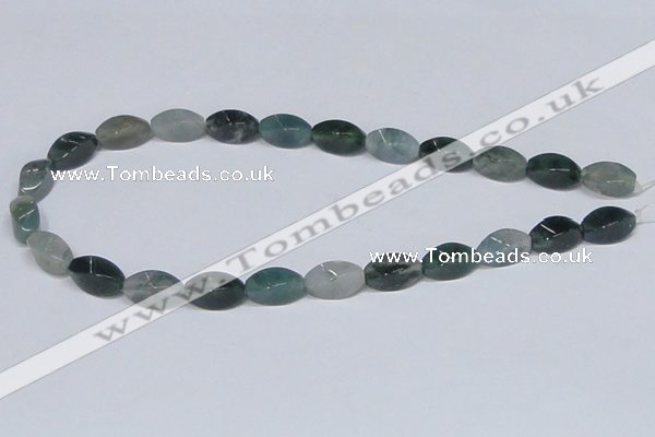 CAB421 15.5 inches 8*16mm twisted rice moss agate gemstone beads