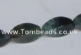 CAB422 15.5 inches 10*20mm twisted rice moss agate gemstone beads