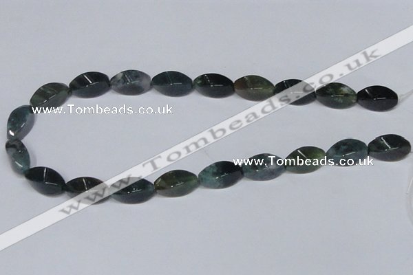 CAB422 15.5 inches 10*20mm twisted rice moss agate gemstone beads