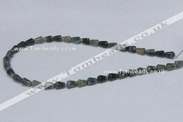 CAB424 15.5 inches 7*10mm faceted teardrop moss agate gemstone beads