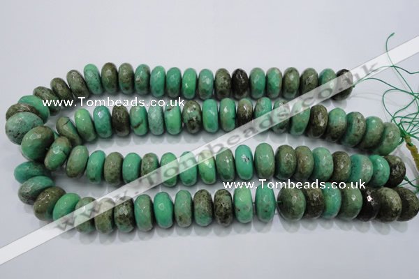 CAB45 15.5 inches 10*18mm faceted rondelle green grass agate beads