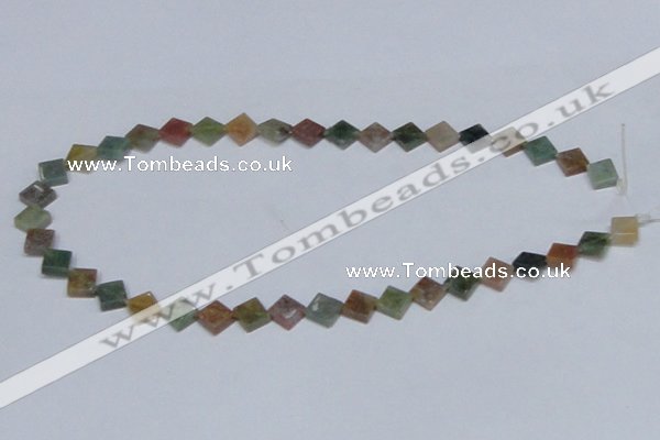 CAB451 15.5 inches 10*10mm diamond indian agate gemstone beads