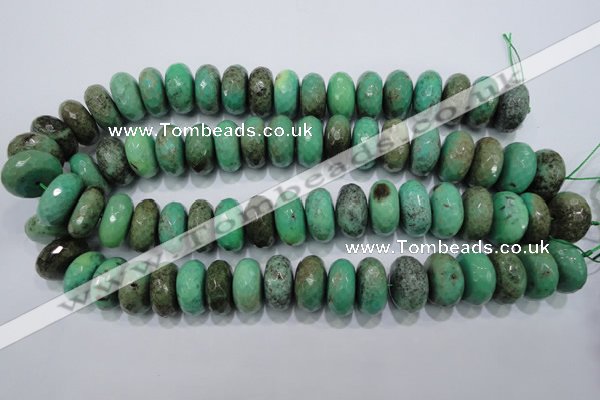 CAB46 15.5 inches 11*20mm faceted rondelle green grass agate beads