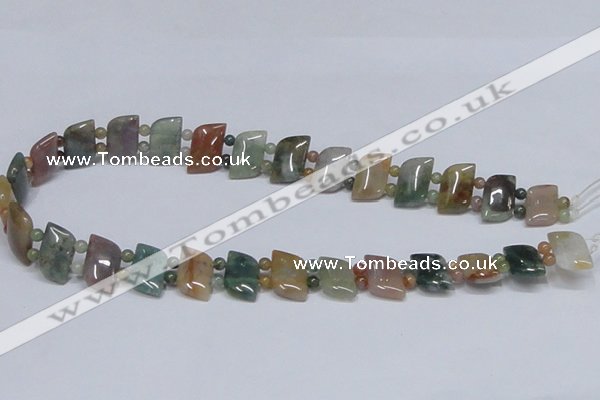 CAB468 15.5 inches horse eye & round double-drilled indian agate beads