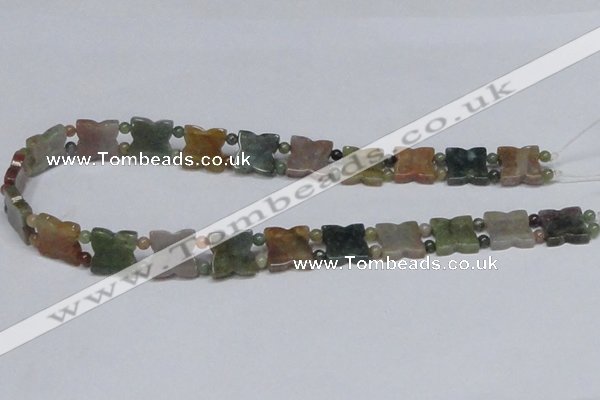 CAB470 15.5 inches flower & round double-drilled indian agate beads