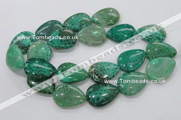 CAB56 15.5 inches 30*40mm flat teardrop peafowl agate gemstone beads