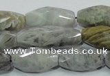 CAB567 15.5 inches 15*28mm faceted rice silver needle agate beads