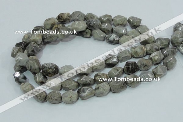 CAB568 15.5 inches 15*20mm nuggets silver needle agate gemstone beads