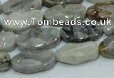 CAB573 15.5 inches 10*20mm wavy oval silver needle agate gemstone beads