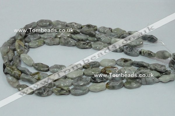 CAB573 15.5 inches 10*20mm wavy oval silver needle agate gemstone beads