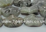 CAB574 15.5 inches 18*25mm wavy oval silver needle agate gemstone beads