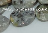 CAB575 15.5 inches 23*30mm wavy oval silver needle agate gemstone beads