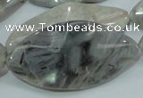 CAB577 15.5 inches 25*50mm wavy marquise silver needle agate beads