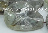 CAB578 15.5 inches 40*50mm wavy teardrop silver needle agate beads