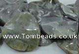 CAB579 15.5 inches 30*30mm wavy triangle silver needle agate beads