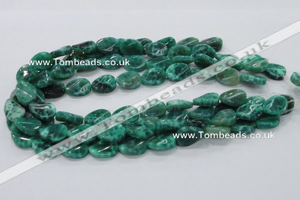 CAB58 15.5 inches 14*18mm twisted oval peafowl agate gemstone beads