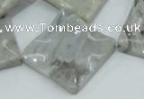 CAB584 15.5 inches 30*30mm wavy diamond silver needle agate beads