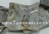 CAB585 15.5 inches 40*40mm wavy diamond silver needle agate beads