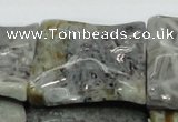 CAB587 15.5 inches 40*40mm wavy square silver needle agate beads