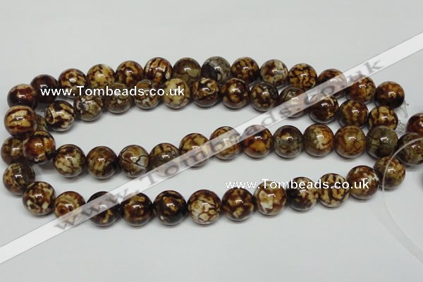 CAB612 15.5 inches 14mm round leopard skin agate beads wholesale