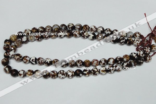 CAB616 15.5 inches 10mm faceted round leopard skin agate beads wholesale