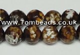 CAB617 15.5 inches 12mm faceted round leopard skin agate beads wholesale