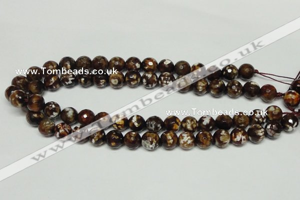 CAB617 15.5 inches 12mm faceted round leopard skin agate beads wholesale