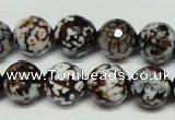 CAB618 15.5 inches 14mm faceted round leopard skin agate beads wholesale